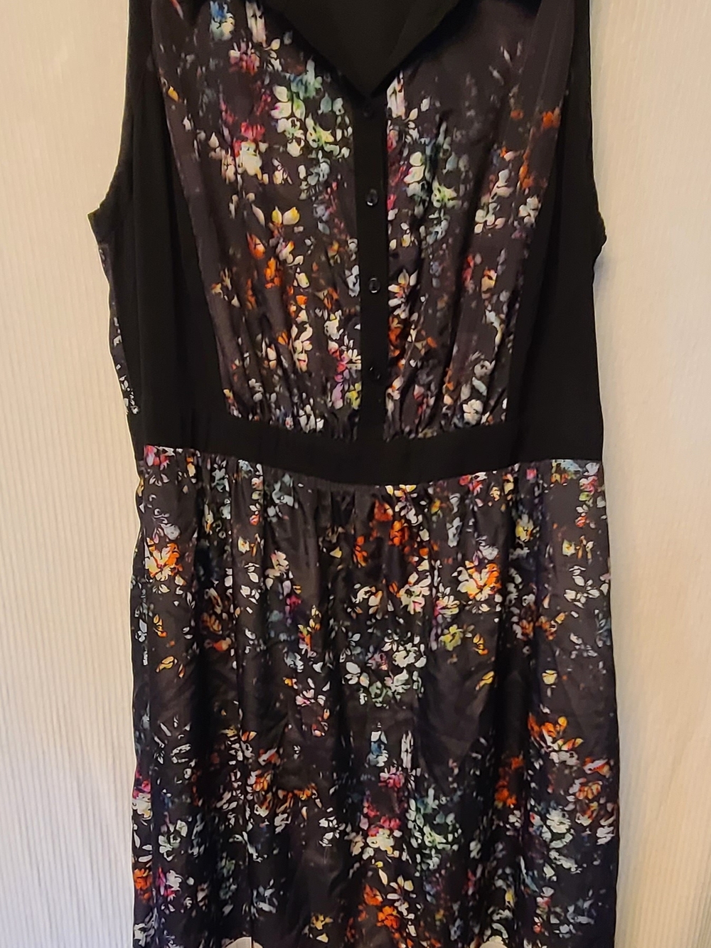 City Chic Black Sleeveless Floral Asymmetrical Dress